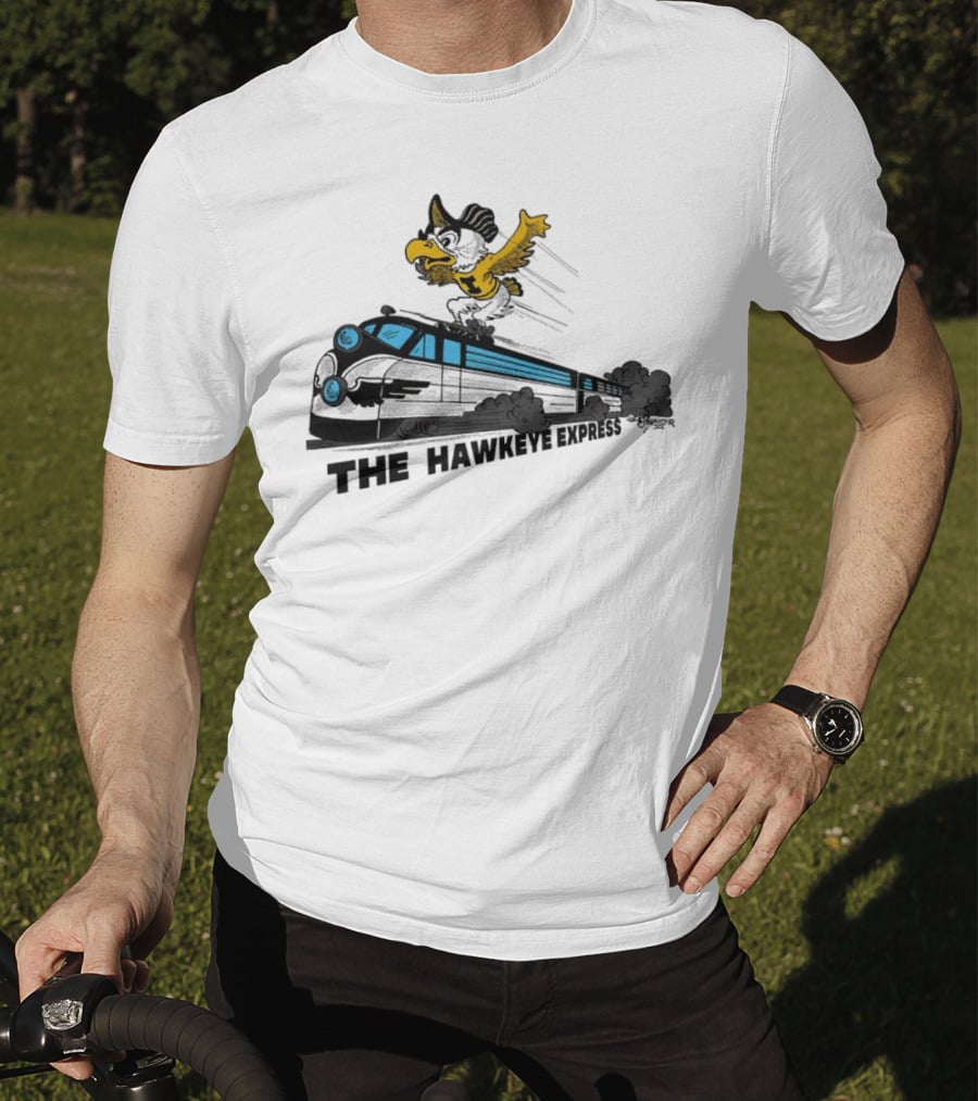 Iowa Hawkeyes The Hawkeye Express Train With Flying Mascot T-Shirt
