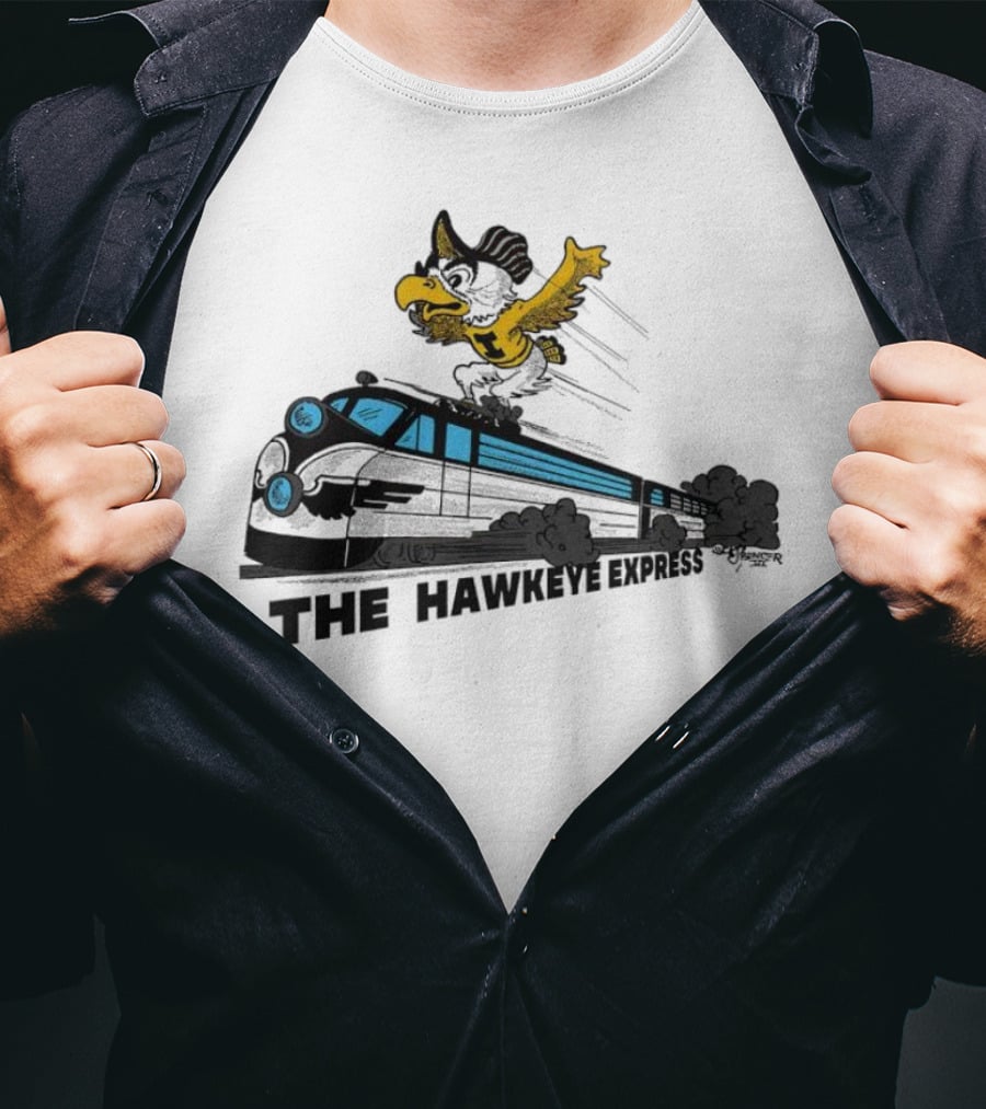 Iowa Hawkeyes The Hawkeye Express Train With Flying Mascot T-Shirt