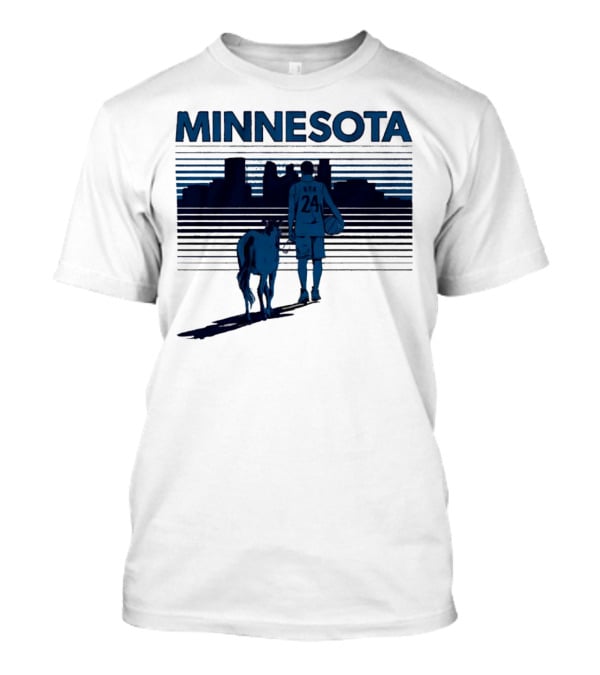 Minnesota Basketball 24 Bring Ya Ass Player And Dog With City Skyline T-Shirt