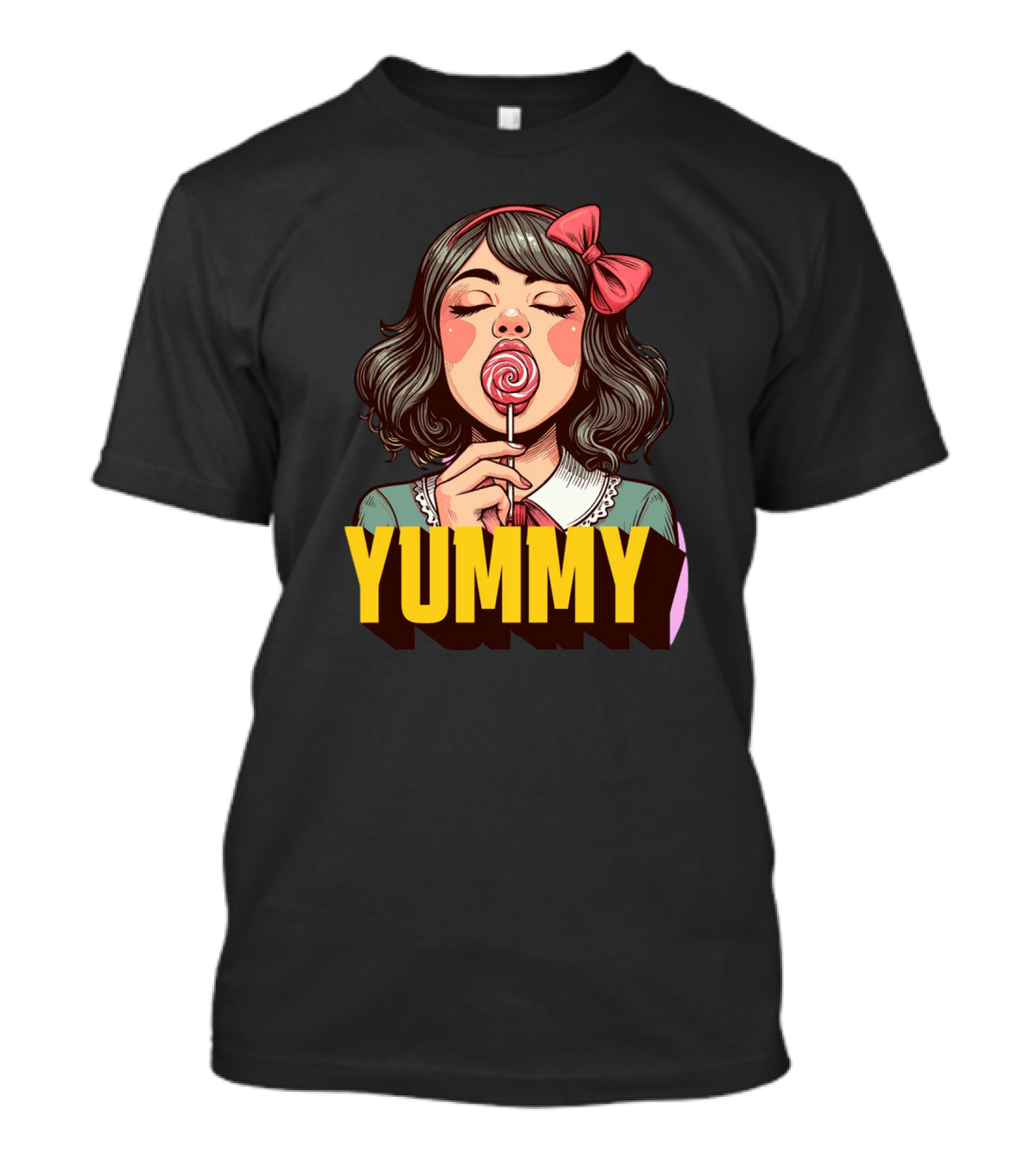 Yummy Girl With Lollipop Pop T-Shirt