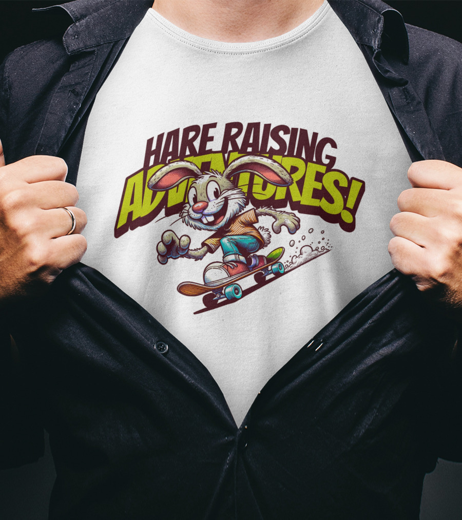Hare Raising Adventures Skateboarding Rabbit T-Shirt