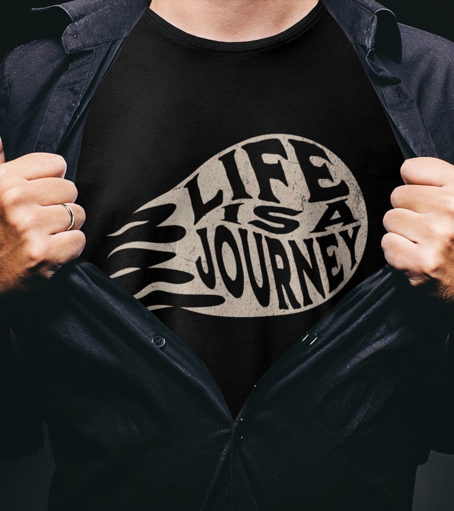 Life Is A Journey Flame-Inspired Text T-Shirt