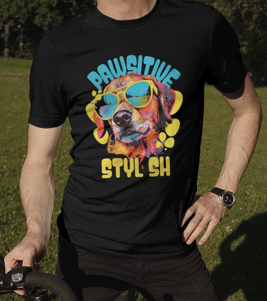 Pawsitive Styl Sh Sunglasses Retro Dog T-Shirt