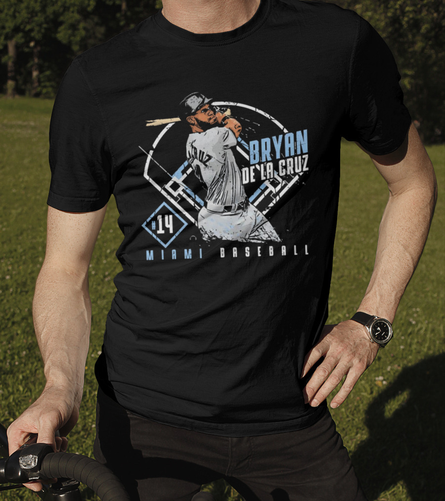 Bryan De La Cruz Miami Baseball #14 Cartoon T-Shirt