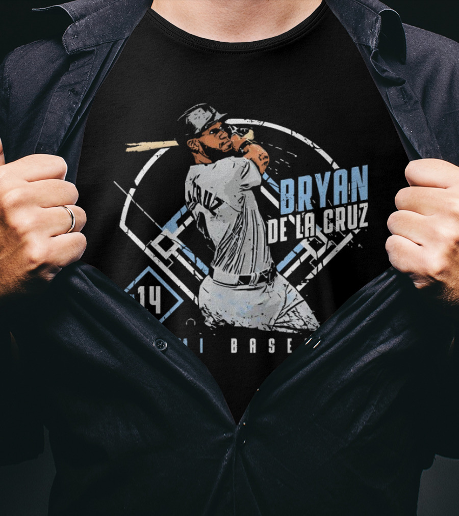 Bryan De La Cruz Miami Baseball #14 Cartoon T-Shirt