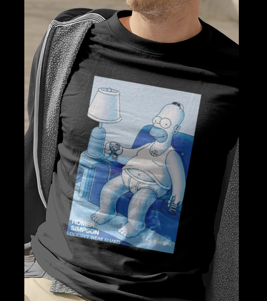 Homer Simpson Relaxing At Home With Drink And Remote Control T-Shirt