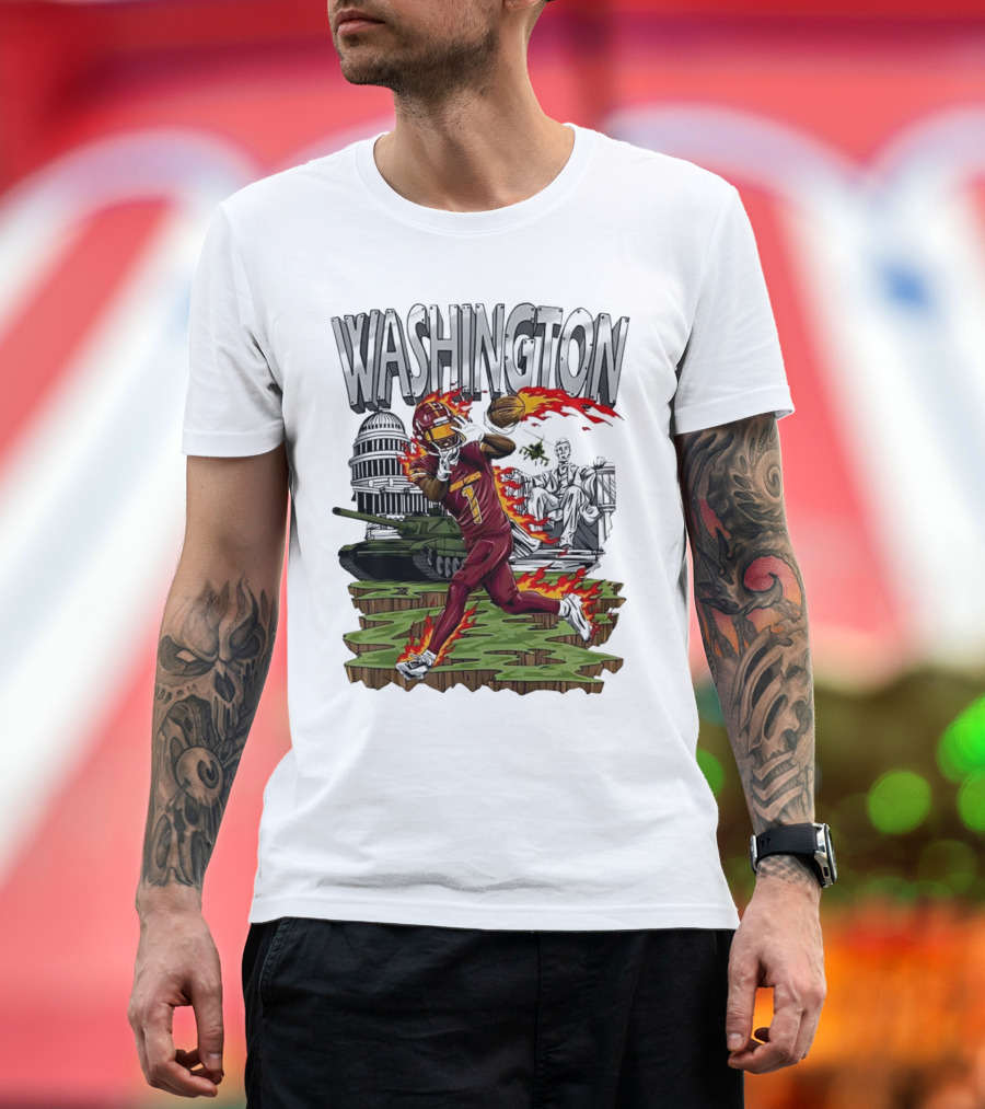 Washington Commanders Jahan Dotson Football Cartoon Capitol Tank Lincoln Fire T-Shirt