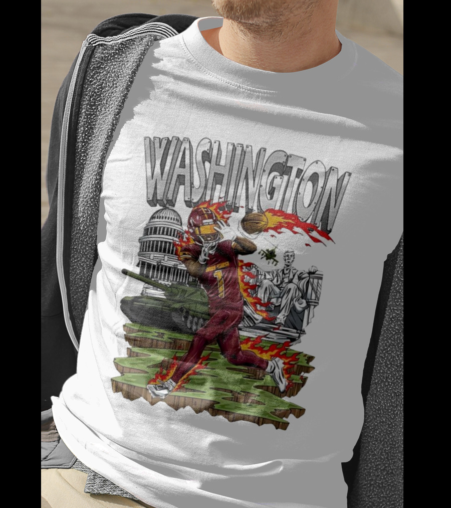 Washington Commanders Jahan Dotson Football Cartoon Capitol Tank Lincoln Fire T-Shirt