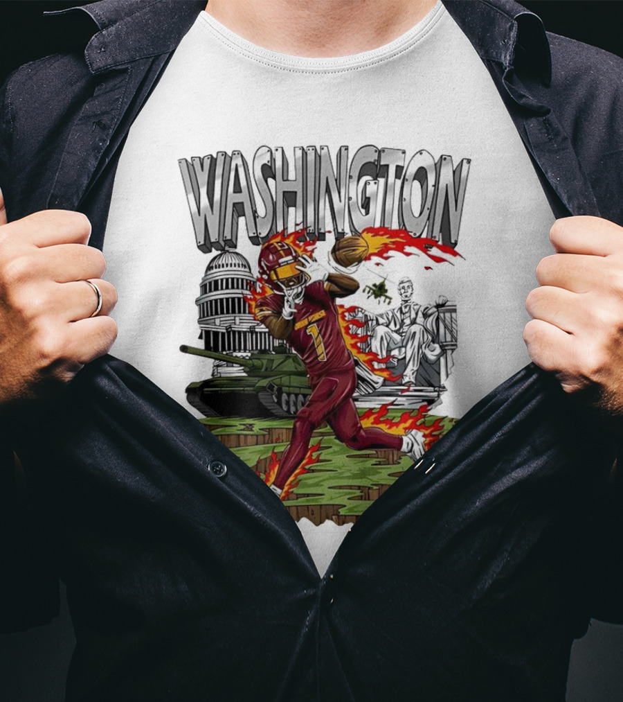 Washington Commanders Jahan Dotson Football Cartoon Capitol Tank Lincoln Fire T-Shirt