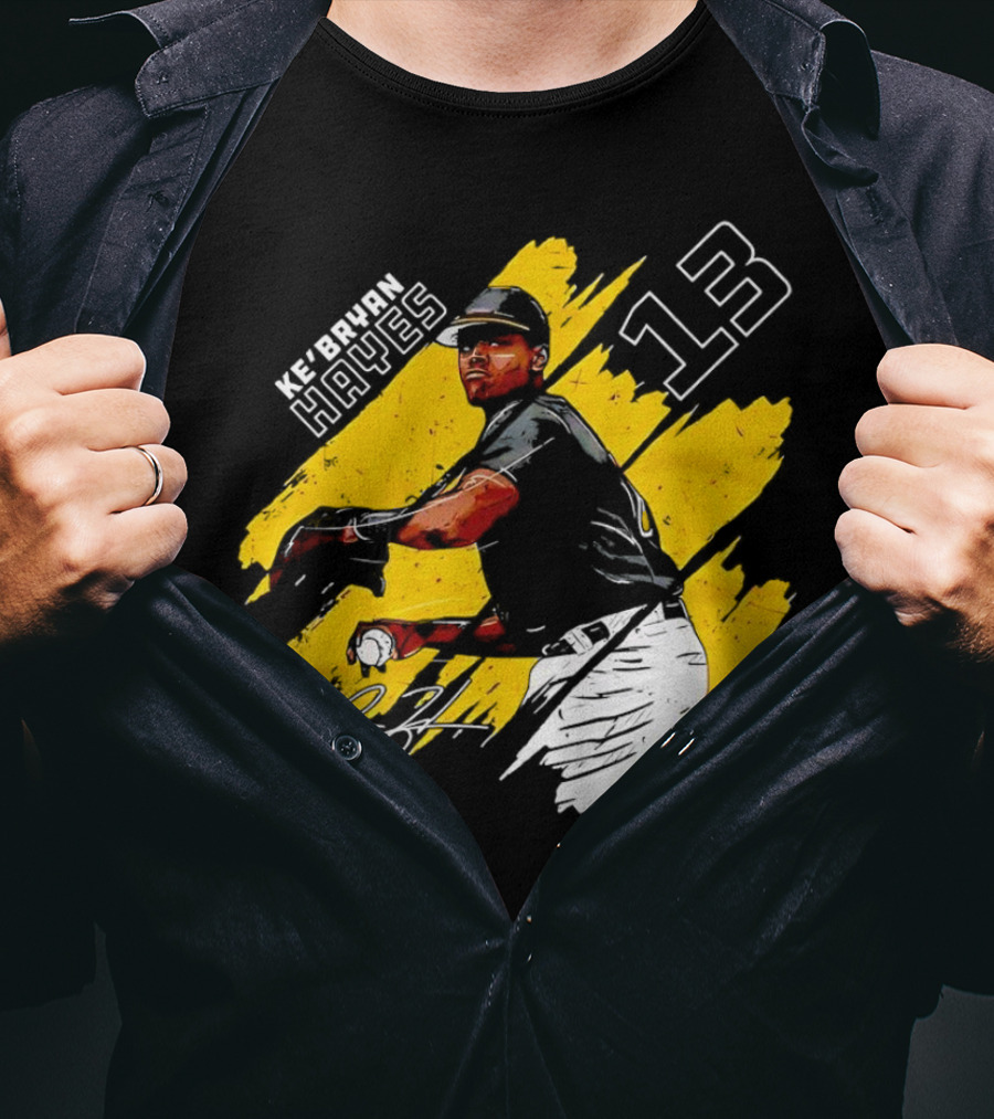 Ke’Bryan Hayes Pittsburgh Pirates Baseball 13 Signature Cartoon T-Shirt