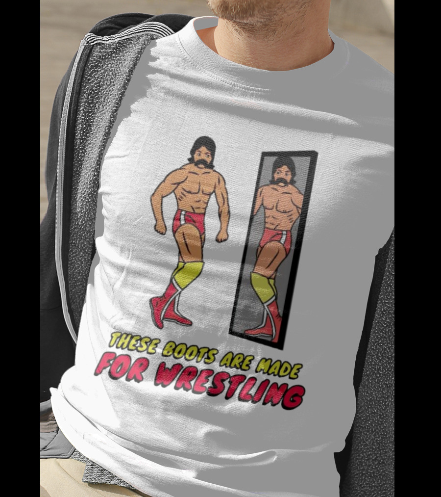 These Boots Are Made For Wrestling Reflective Wrestler Mirror Image T-Shirt