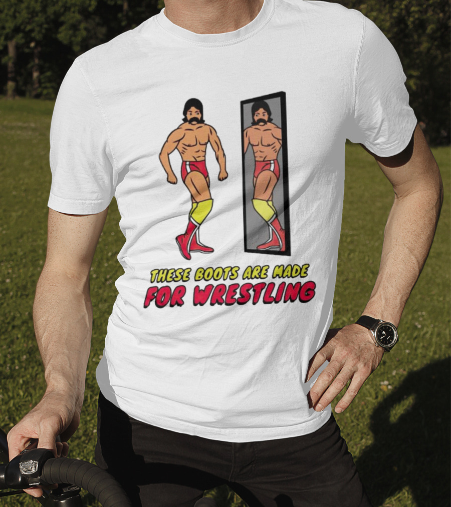These Boots Are Made For Wrestling Reflective Wrestler Mirror Image T-Shirt