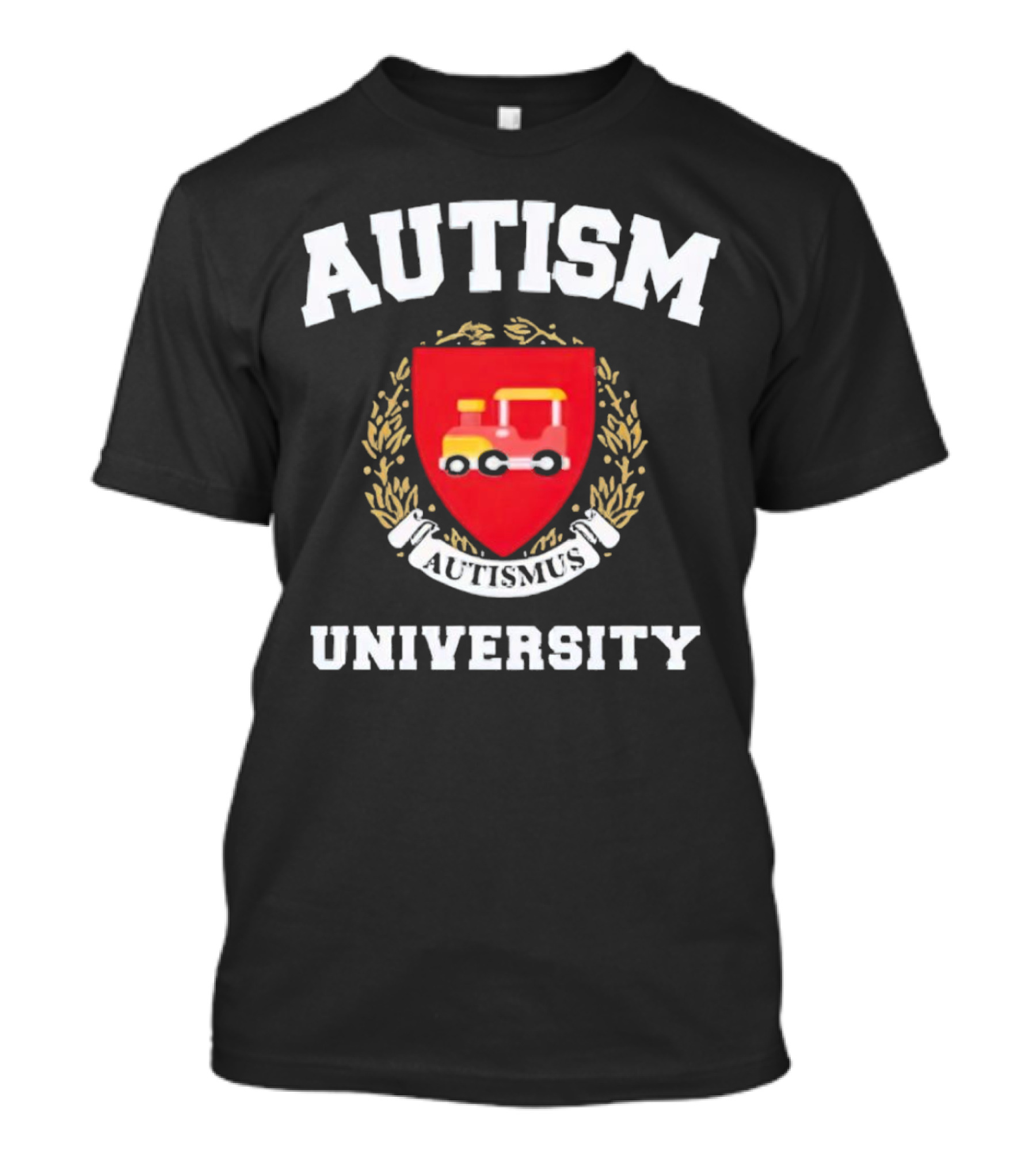Autismus University Autism Joke Shield With Toy Car Crest T-Shirt
