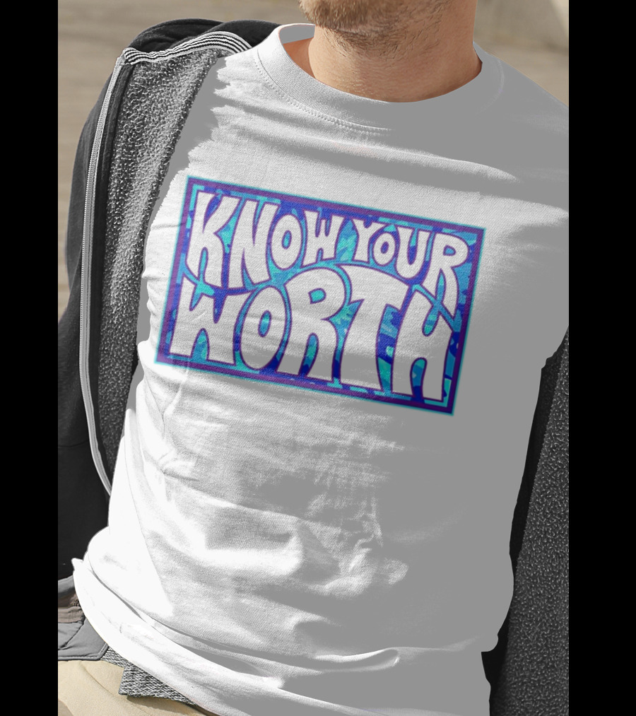 Know Your Worth Blue Abstract T-Shirt