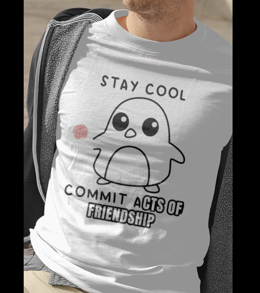 Stay Cool Commit Acts Of Friendship Cute Penguin With Red Ball T-Shirt