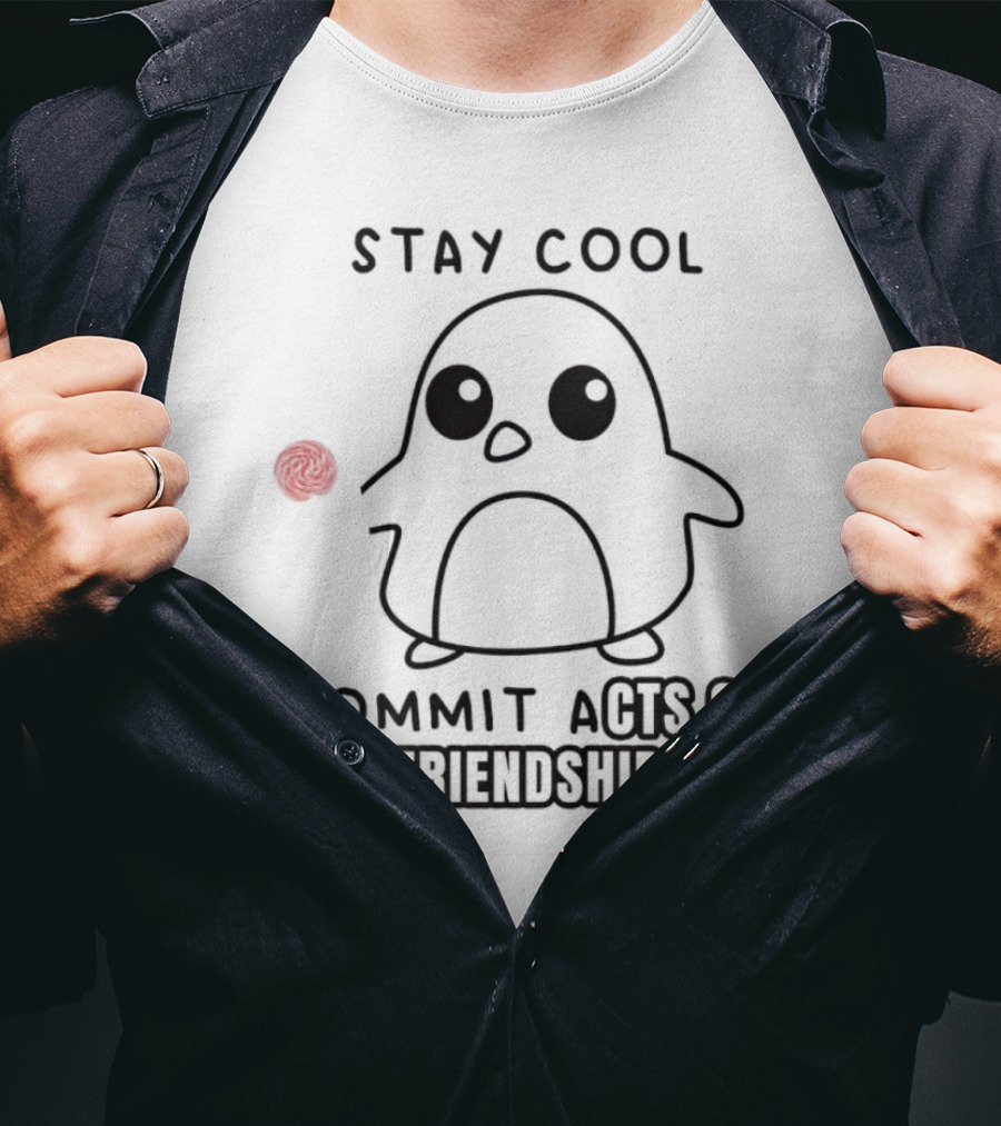 Stay Cool Commit Acts Of Friendship Cute Penguin With Red Ball T-Shirt