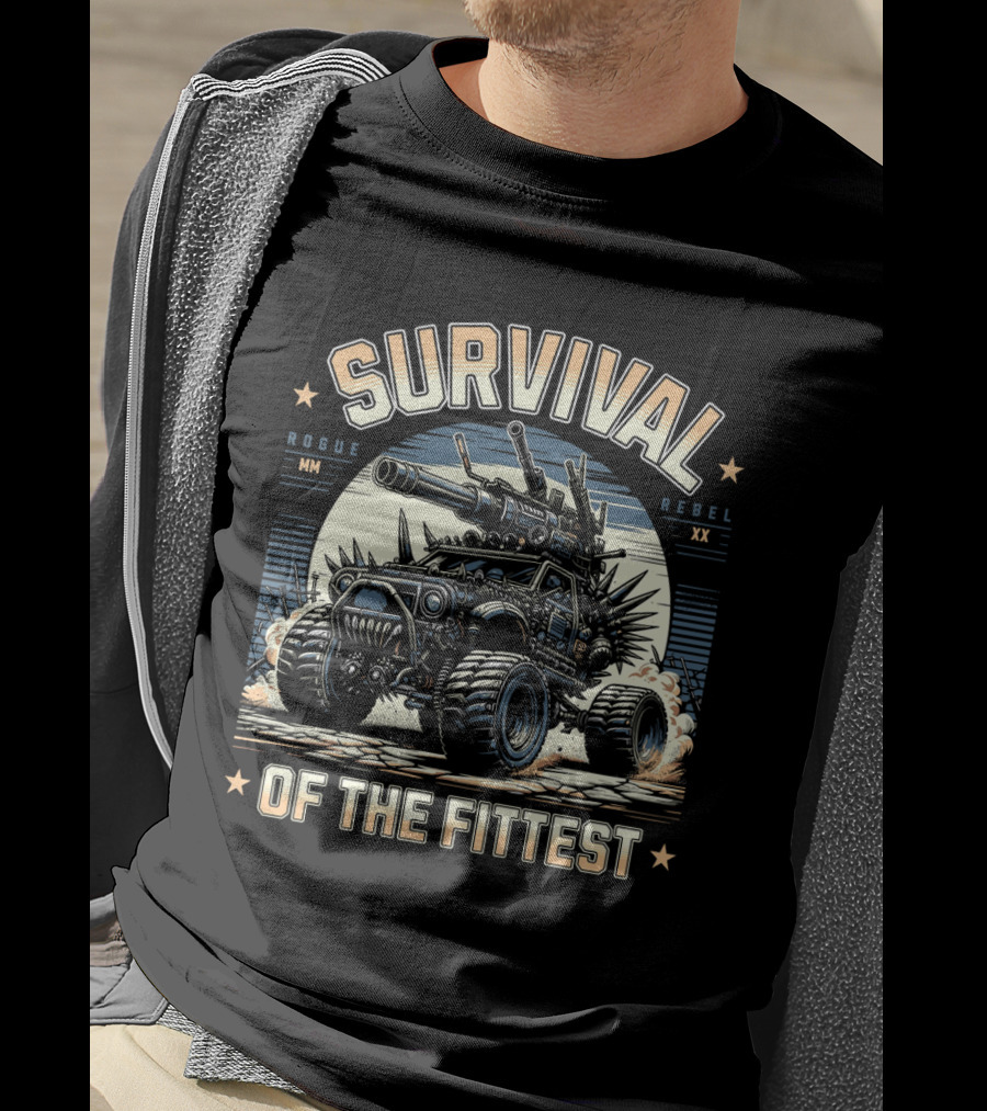 Survival Of The Fittest Rogue Rebel Monster Truck T-Shirt