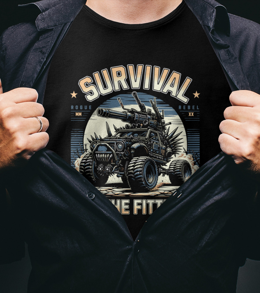 Survival Of The Fittest Rogue Rebel Monster Truck T-Shirt