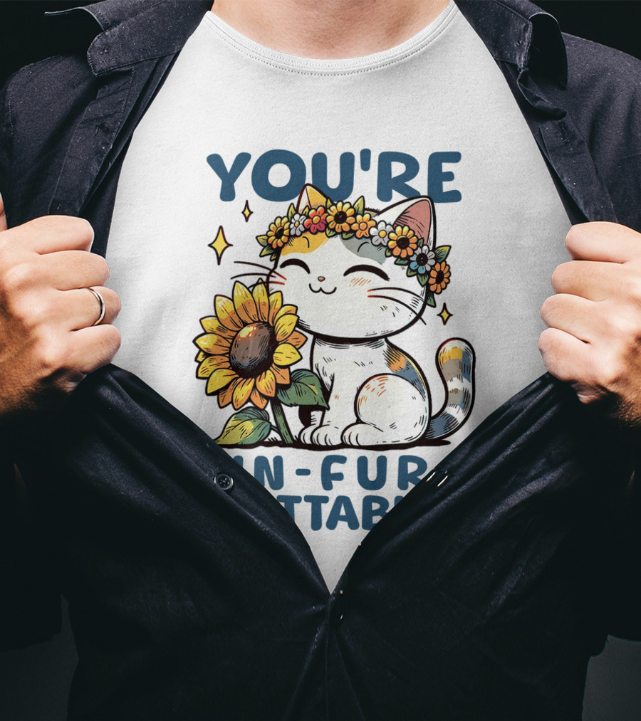 YOU'RE UN-FUR-GETTABLE Sunflower Cat With Flower Crown T-Shirt