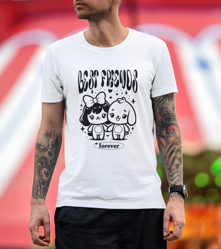 Best Freuds Forever Cute Characters with Bow and Dog T-Shirt