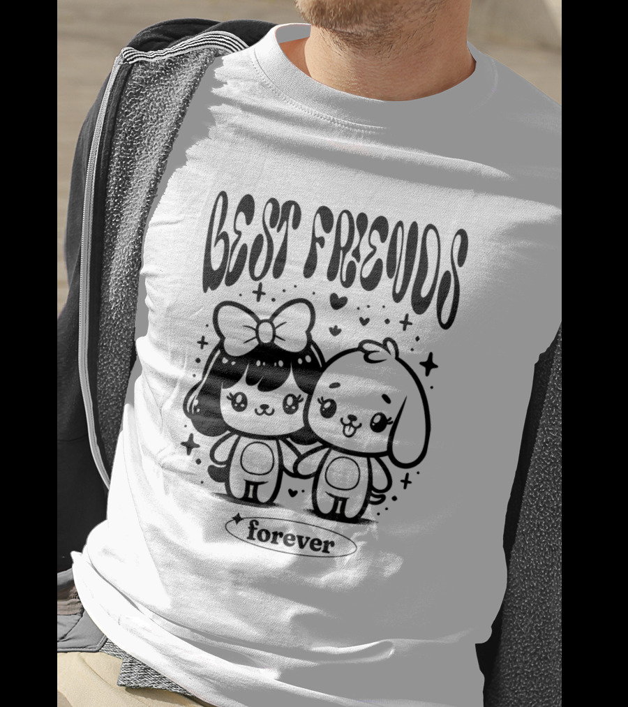 Best Freuds Forever Cute Characters With Bow And Dog T-Shirt
