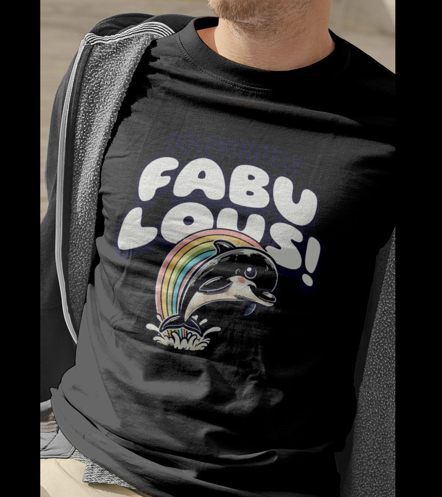 Dolphinitely Fabulous Rainbow Dolphin Splash T-Shirt