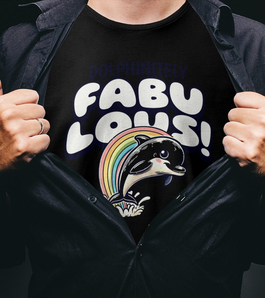 Dolphinitely Fabulous Rainbow Dolphin Splash T-Shirt