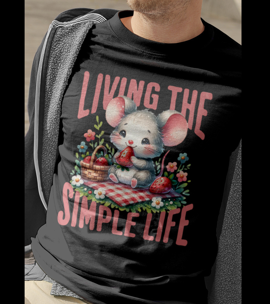Living The Simple Life Cottagecore Picnic Mouse T-Shirt