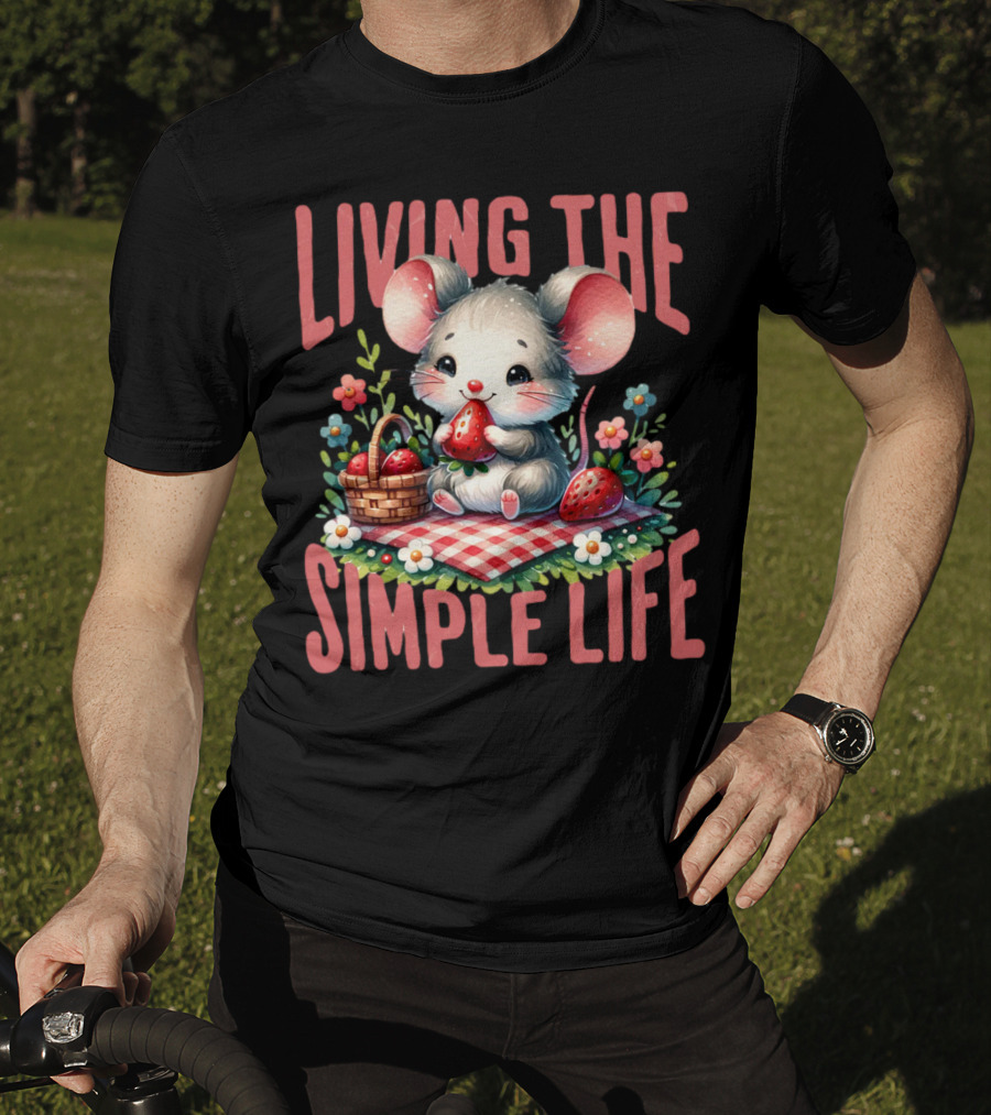 Living The Simple Life Cottagecore Picnic Mouse T-Shirt