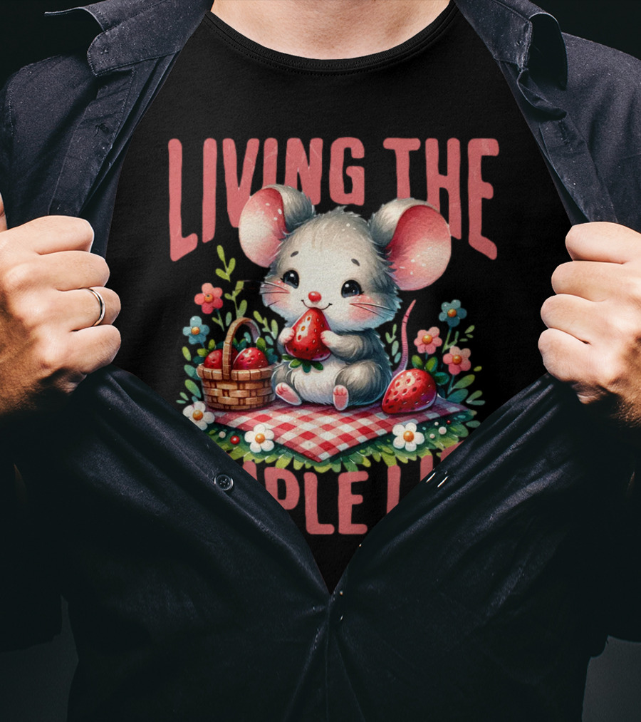 Living The Simple Life Cottagecore Picnic Mouse T-Shirt