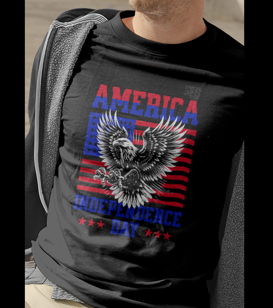 America Independence Day Eagle Flag Stars T-Shirt
