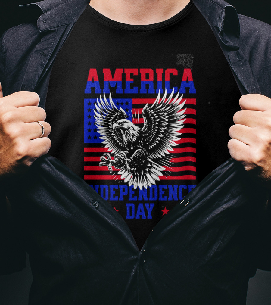 America Independence Day Eagle Flag Stars T-Shirt
