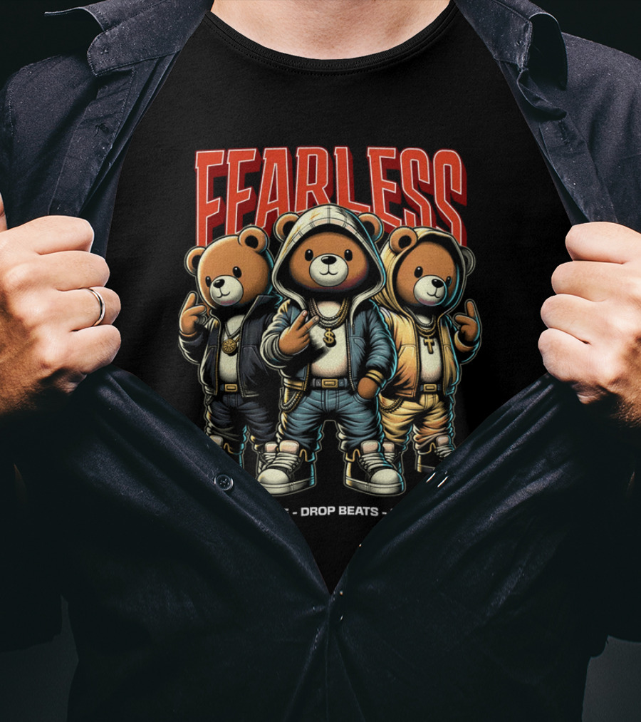 FEARLESS Spread Love Drop Beats Peace Out Teddy Trio T-Shirt