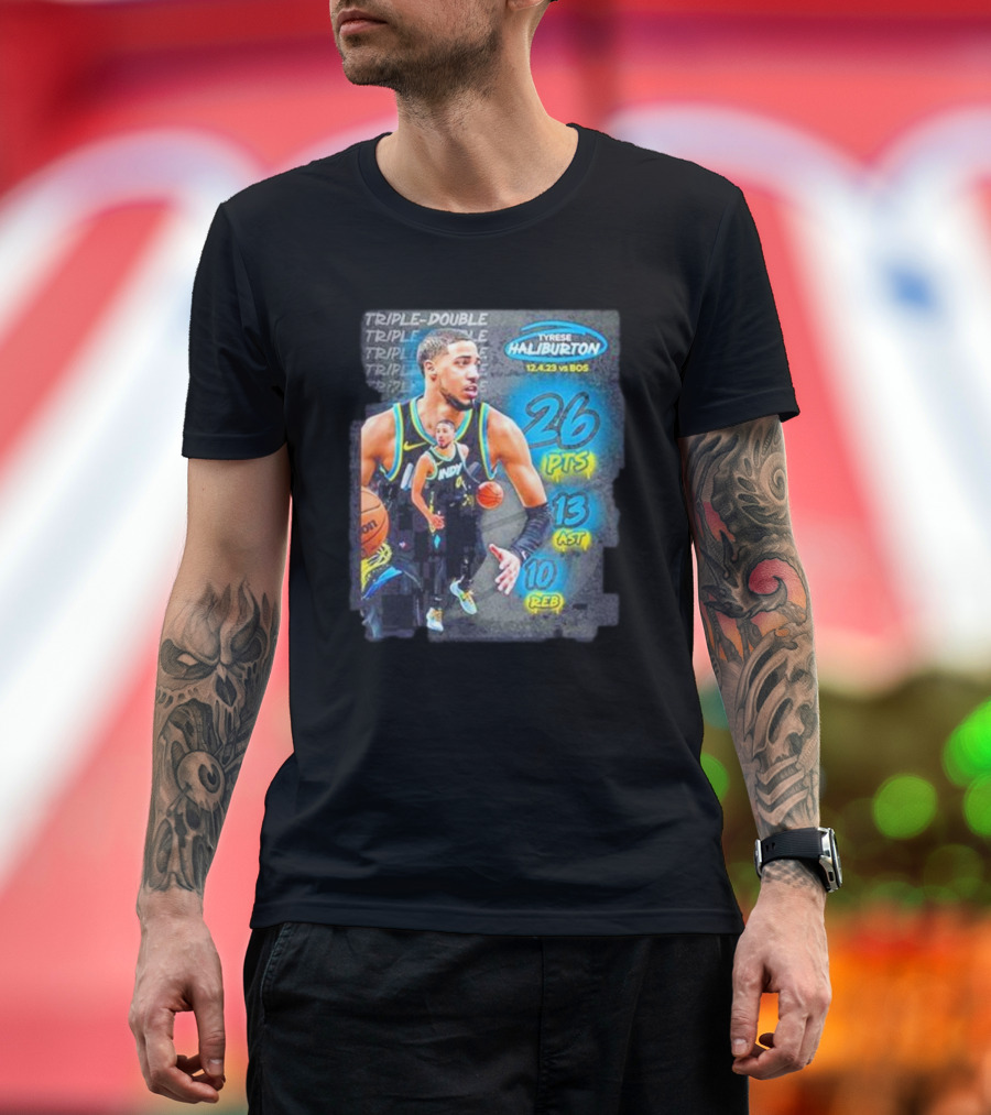 Tyrese Haliburton 12.4.23 vs BOS 26 PTS 13 AST 10 REB Triple-Double T-Shirt