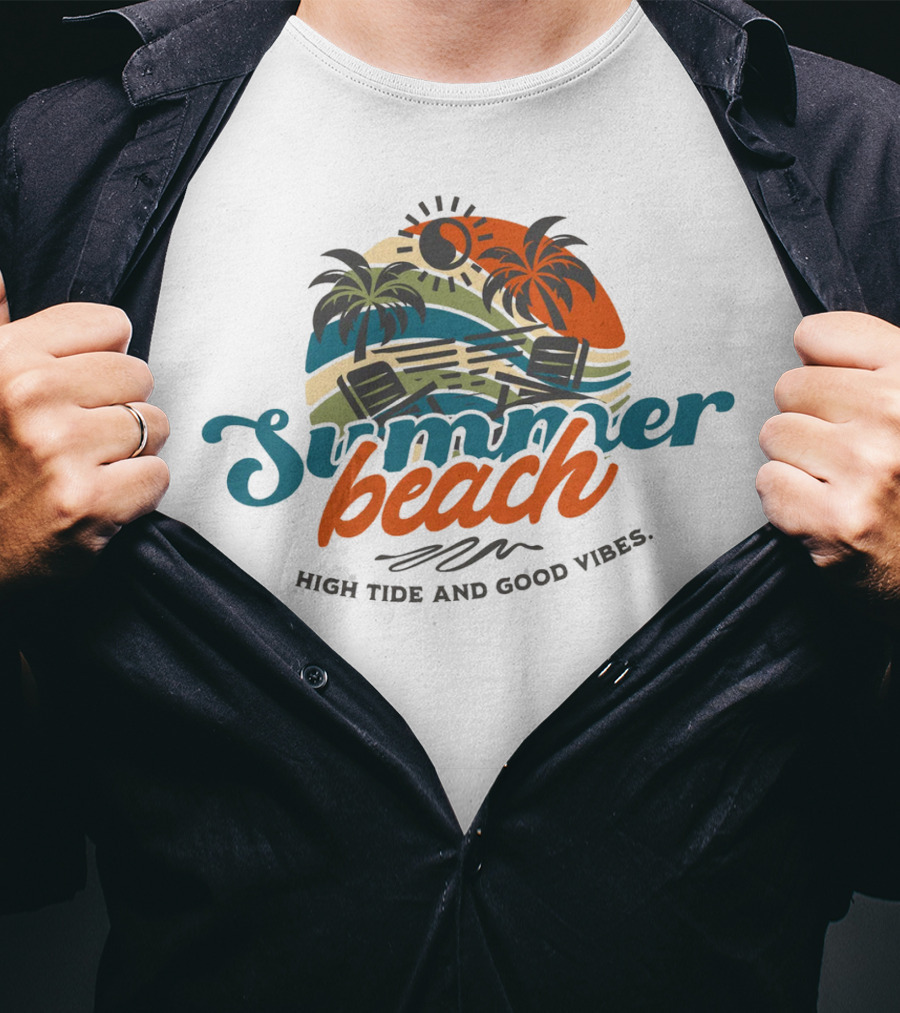 Summer Beach High Tide And Good Vibes T-Shirt