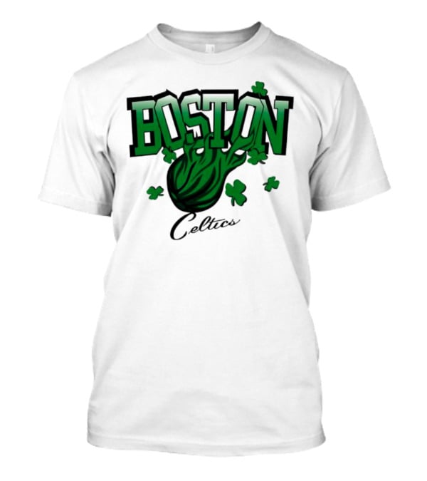 Boston Celtics Shamrock Flames Basketball Vintage T-Shirt