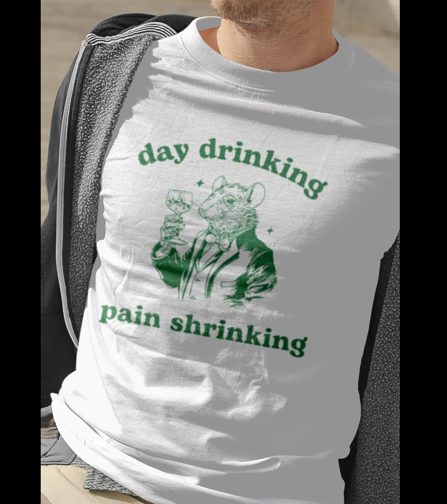 Day Drinking Pain Shrinking Rat In Suit With Wine Glass T-Shirt