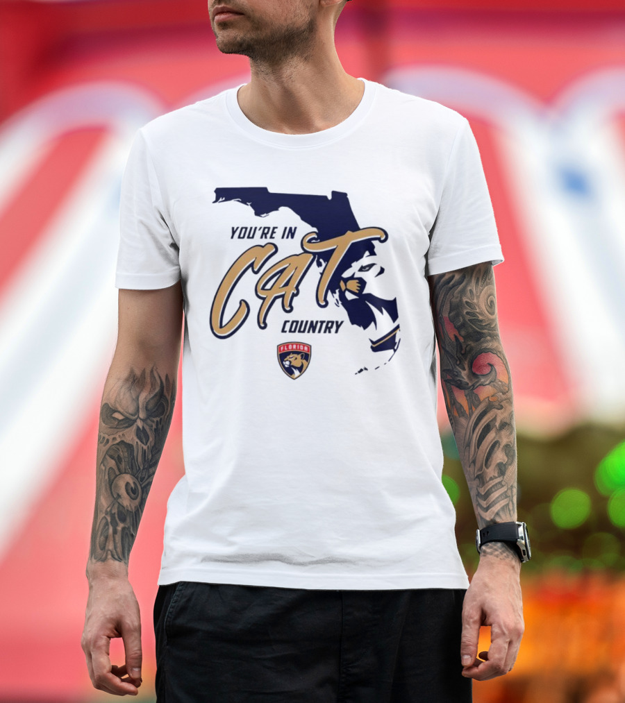 Florida Panthers You're in Cat Country Map Outline T-Shirt
