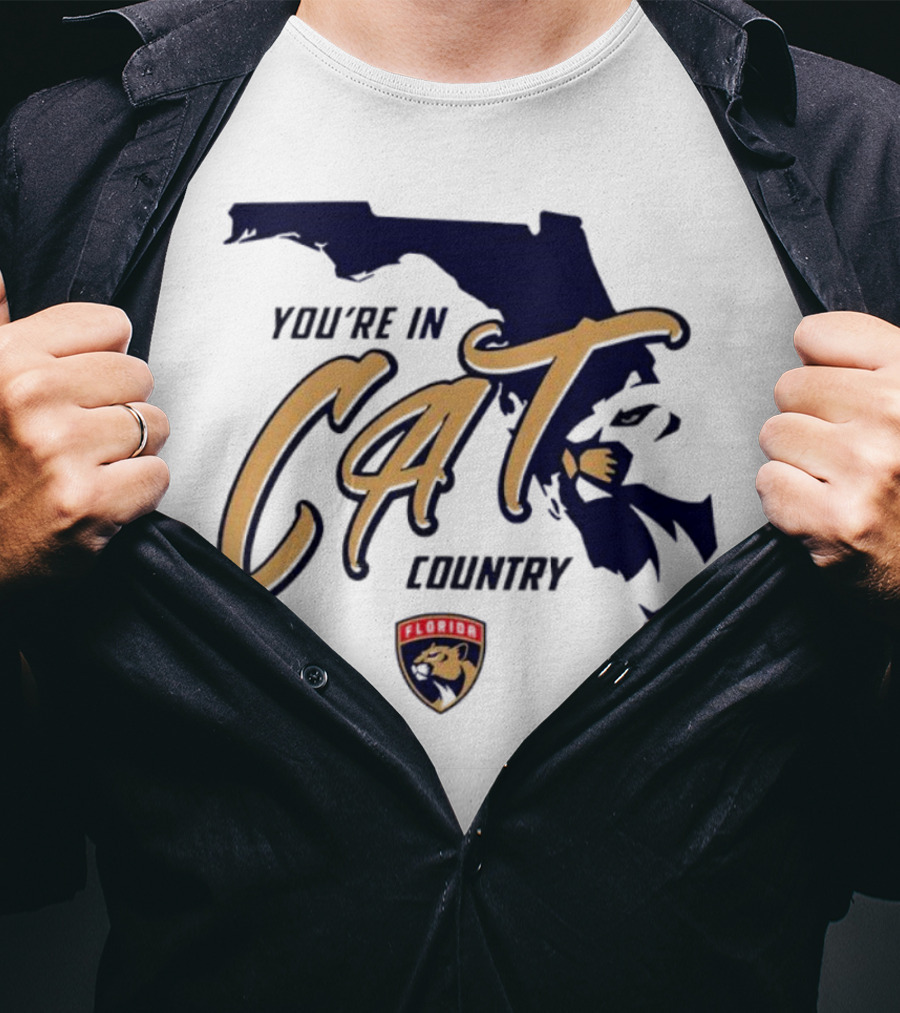 Florida Panthers You're In Cat Country Map Outline T-Shirt