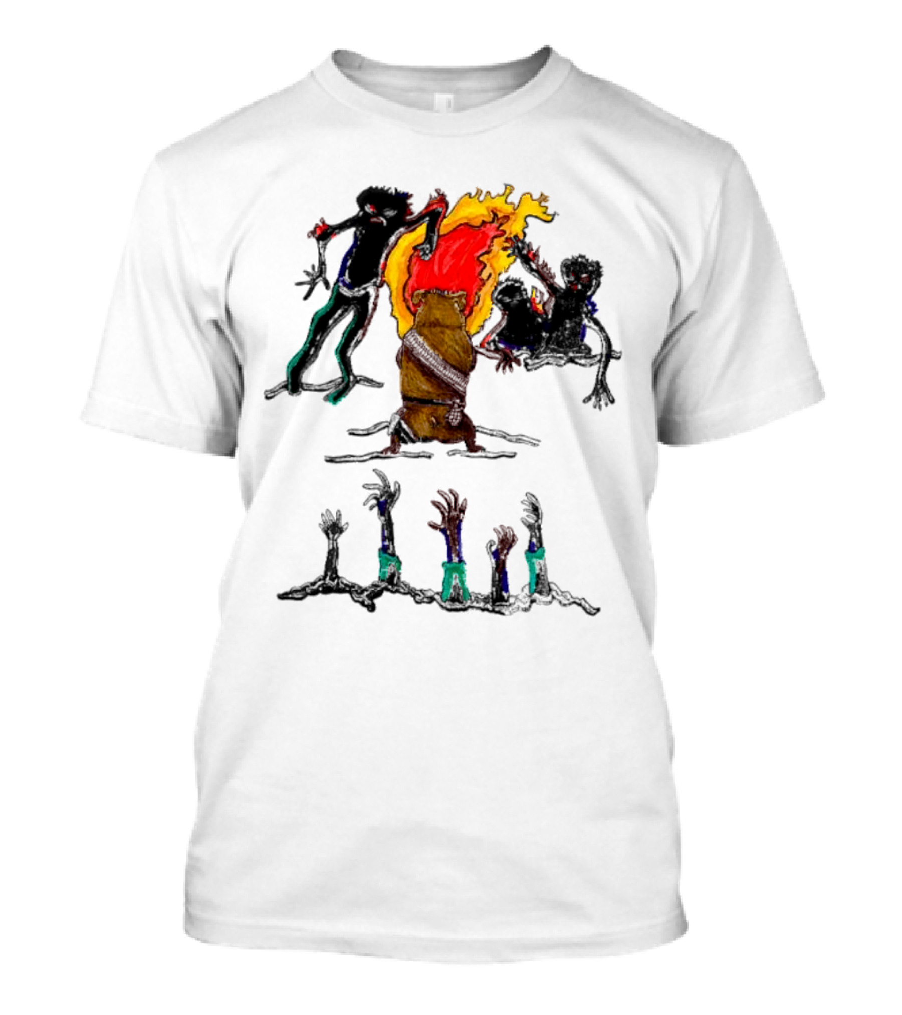 Hamster Of The Apocalypse Surrounded By Flaming Shadows T-Shirt