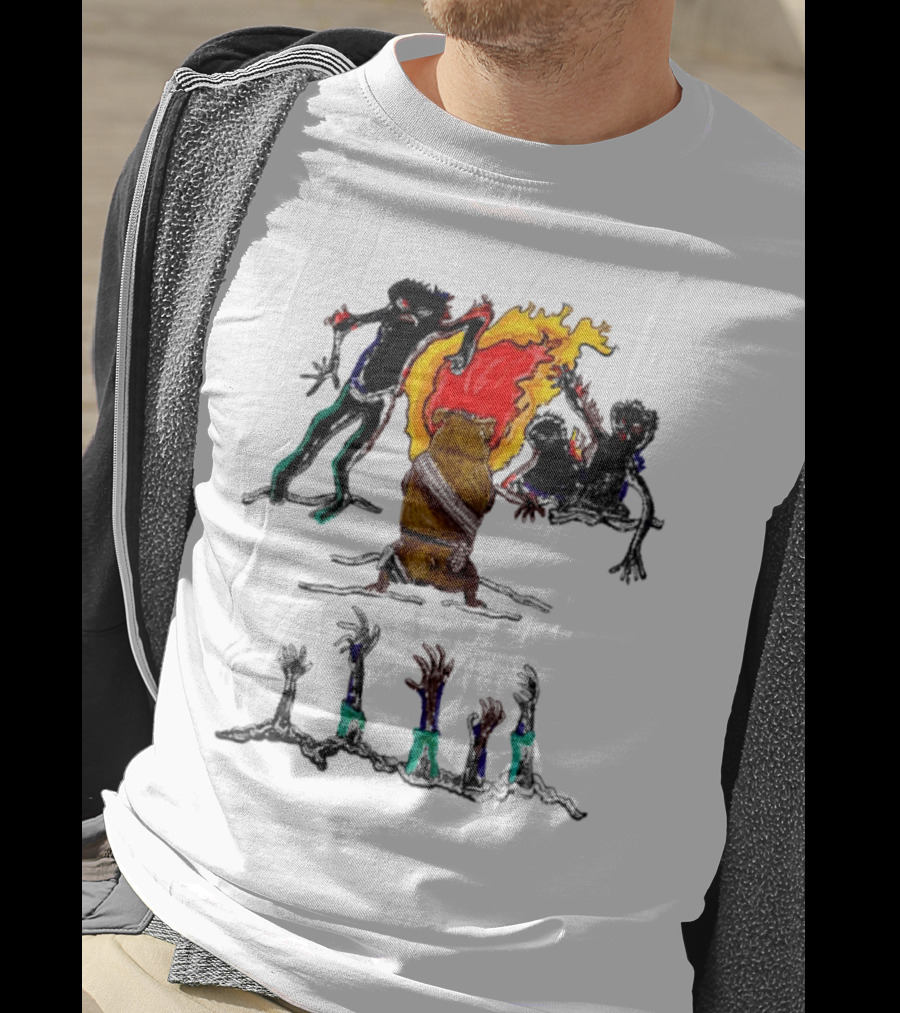 Hamster Of The Apocalypse Surrounded By Flaming Shadows T-Shirt