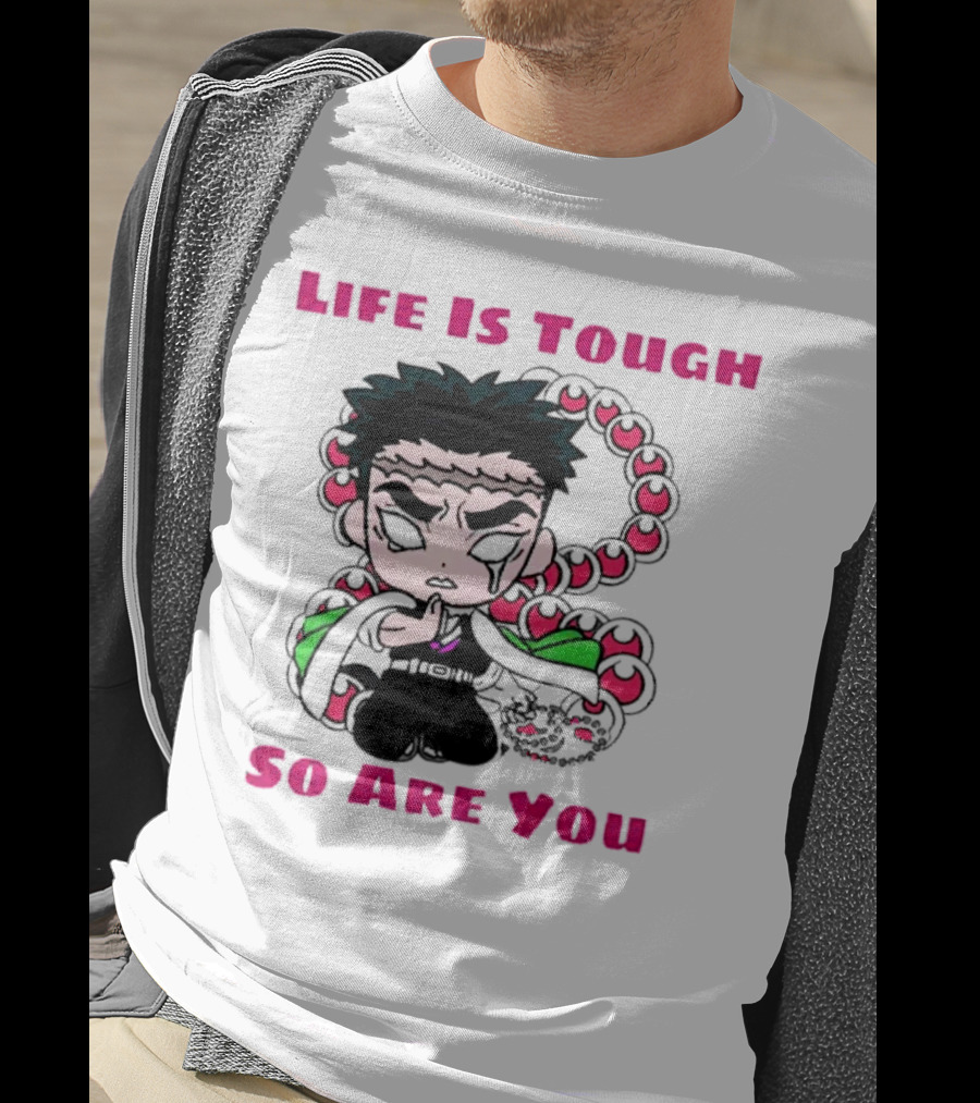Life Is Tough So Are You Anime Character With Beads And Green Accents T-Shirt