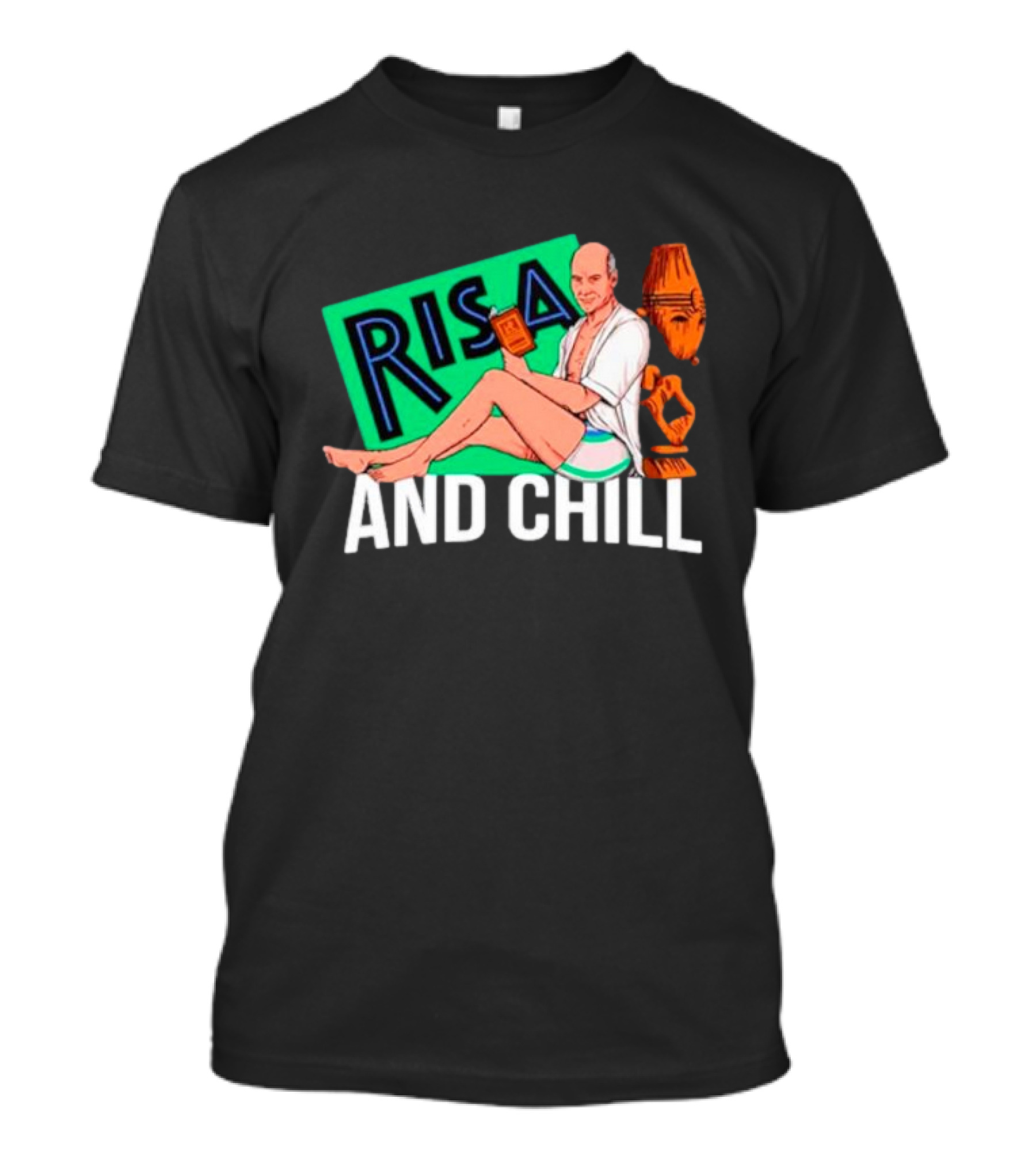 Risa And Chill Star Trek Parody Patrick Stewart Tropical Vacation Relaxation T-Shirt