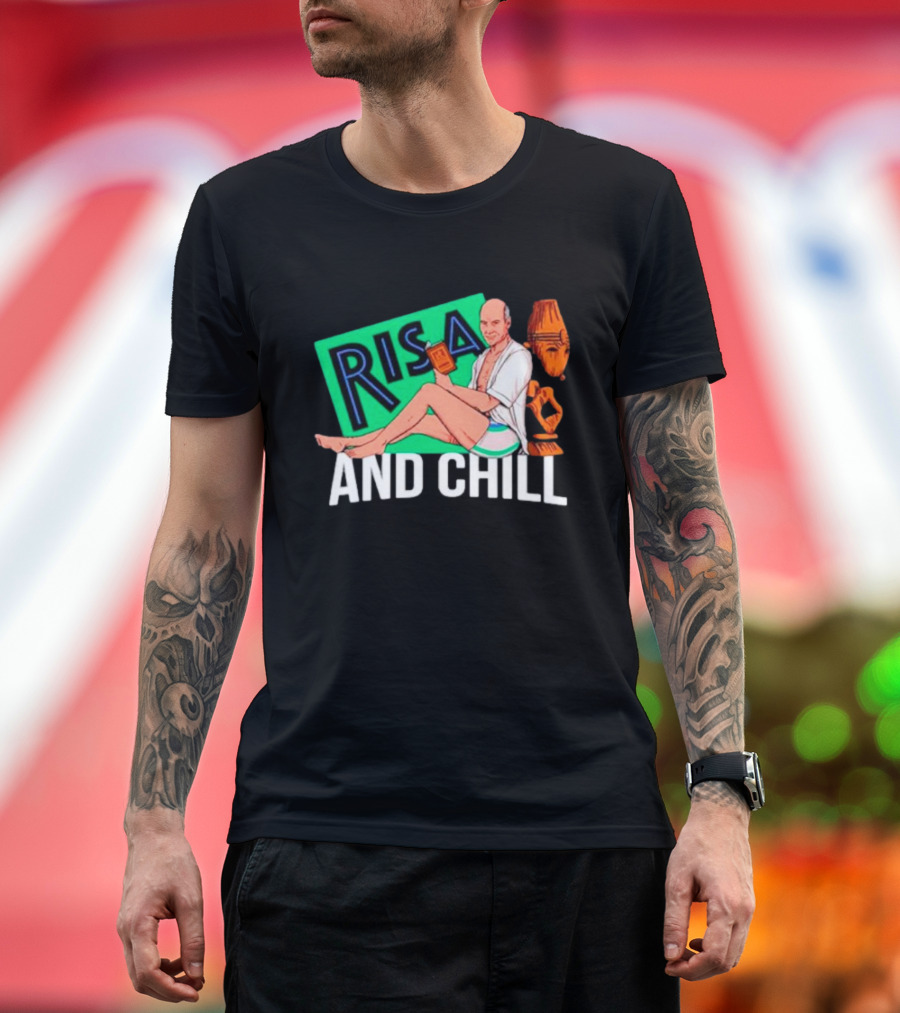 Risa and Chill Star Trek Parody Patrick Stewart Tropical Vacation Relaxation T-Shirt