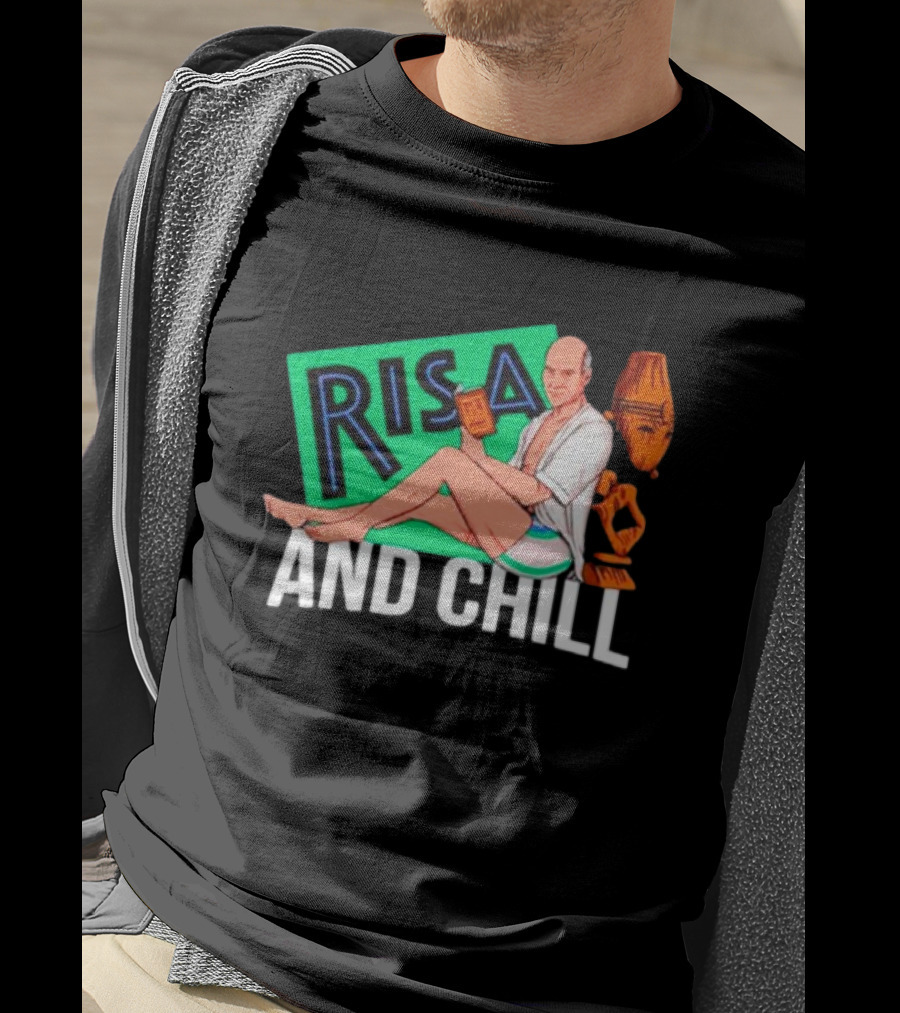 Risa And Chill Star Trek Parody Patrick Stewart Tropical Vacation Relaxation T-Shirt