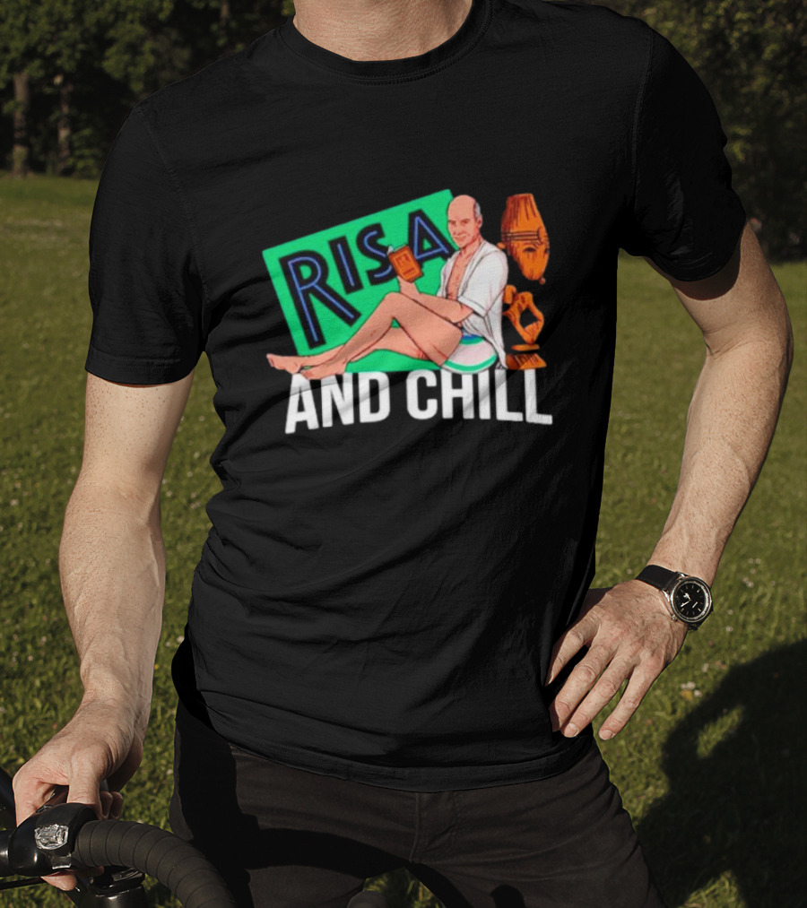 Risa And Chill Star Trek Parody Patrick Stewart Tropical Vacation Relaxation T-Shirt