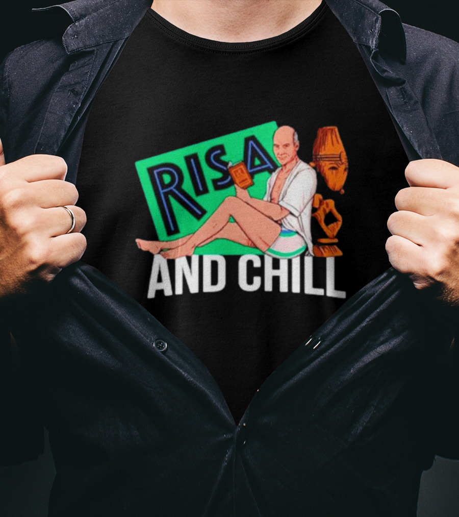 Risa And Chill Star Trek Parody Patrick Stewart Tropical Vacation Relaxation T-Shirt