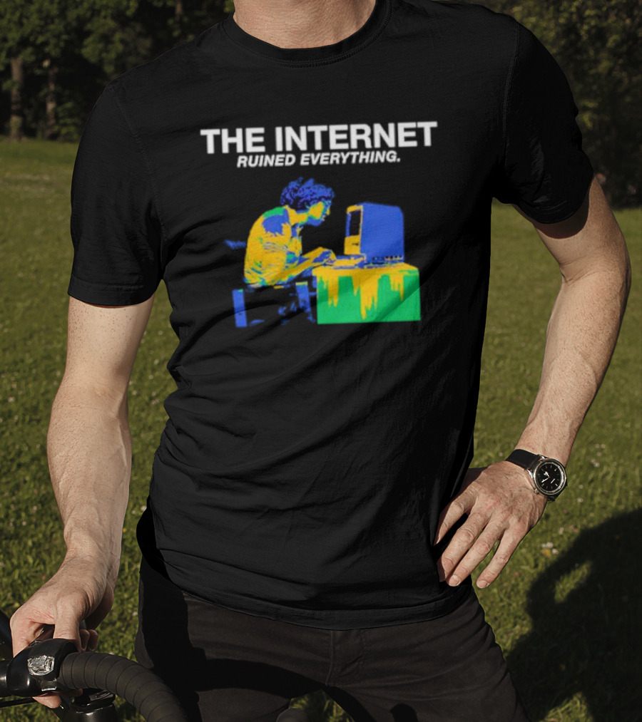 The Internet Ruined Everything Retro Computer Print T-Shirt