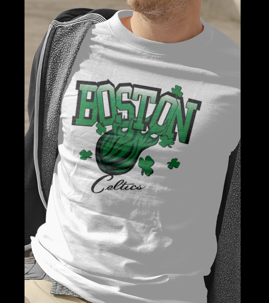 Boston Celtics Vintage Shamrock Basketball Flame T-Shirt
