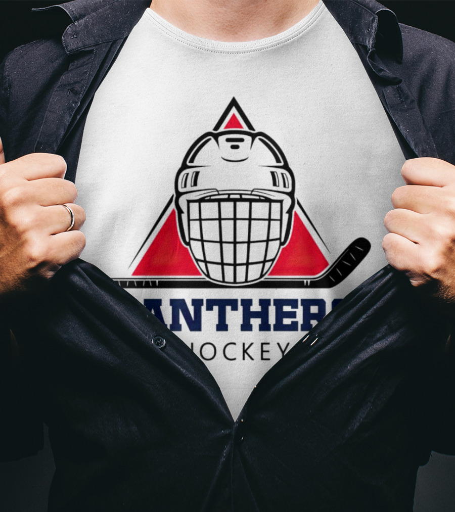 Panthers Hockey Helmet Triangle Background Ice Hockey Stick T-Shirt